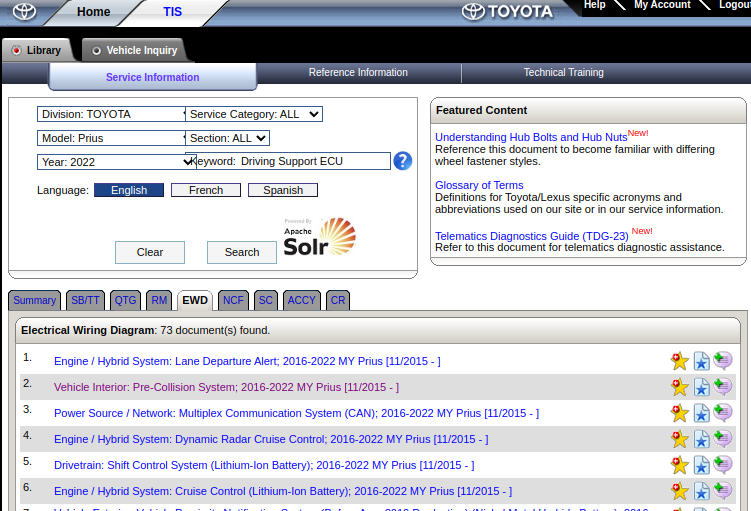 Toyota Technical Information System (TIS)